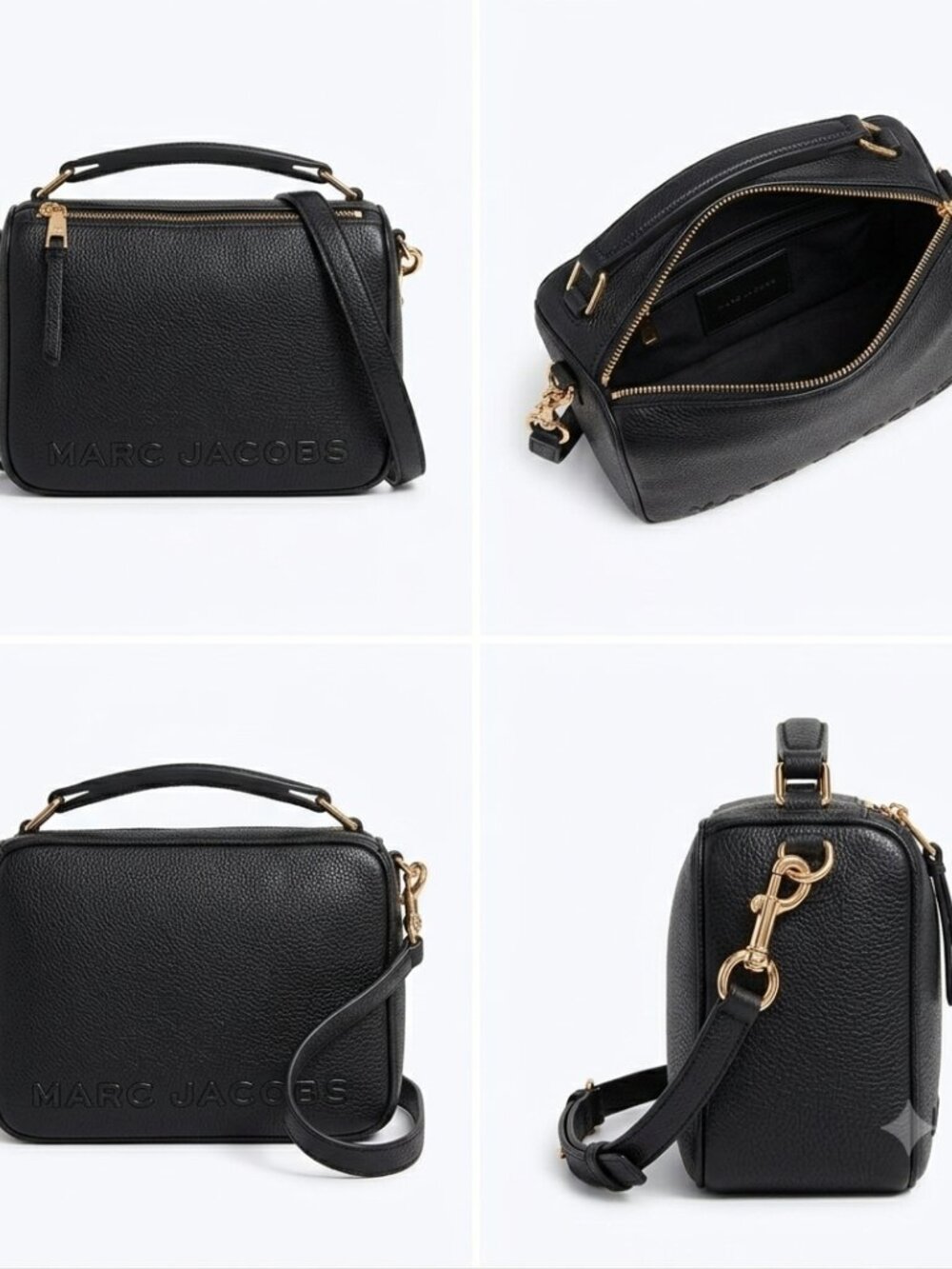 Marc Jacobs The Soft Box 23 Black Leather Crossbody Bag Gold Hardware Duster - Picture 2 of 16